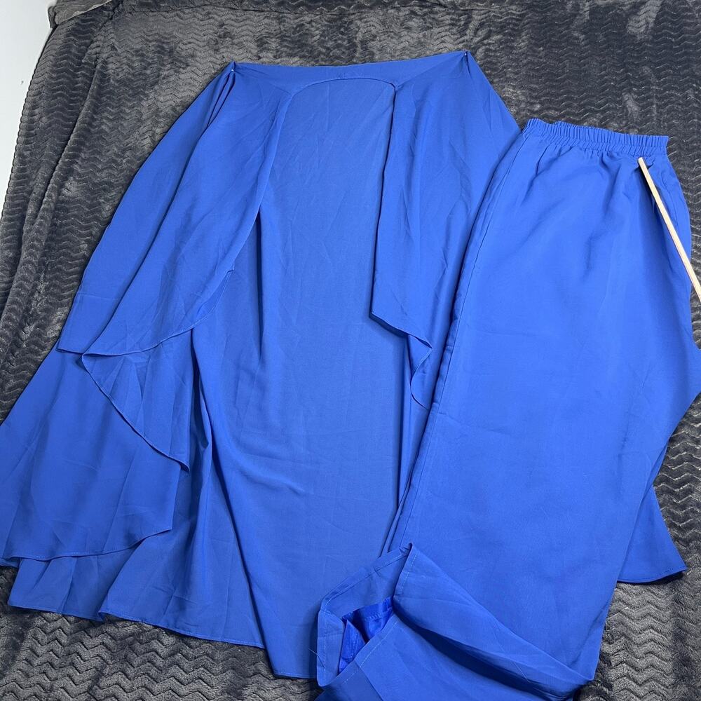 Pant Suits Women Elegant Chiffon 2 Pieces blue Outfit (see measurements)